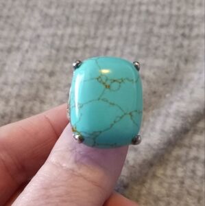 Gorgeous Turquoise Sterling Silver Ring Sz 9